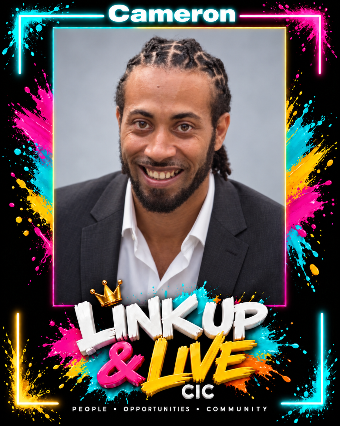 Cameron, Senior Youth Worker, in the Link Up & Live frame